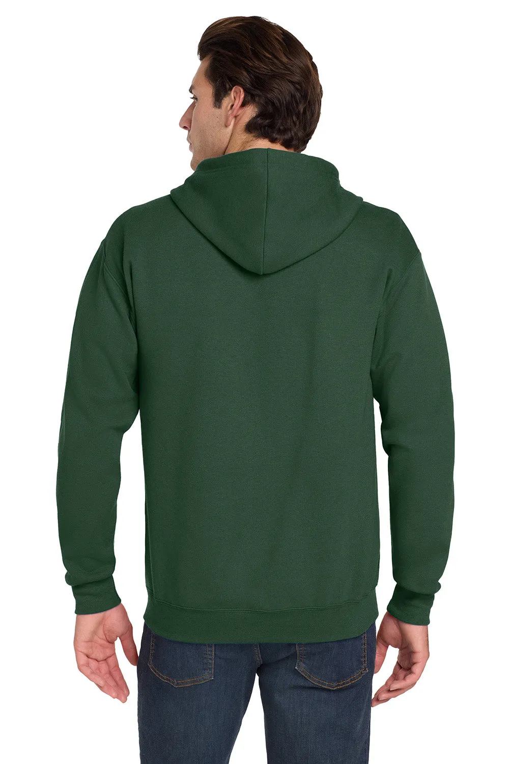 Jerzees Mens NuBlend Pill Resistant Fleece Full Zip Hooded Sweatshirt Hoodie w/ Pockets - Forest Green