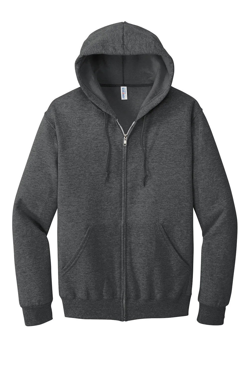 Jerzees Mens NuBlend Pill Resistant Fleece Full Zip Hooded Sweatshirt Hoodie w/ Pockets - Heather Black