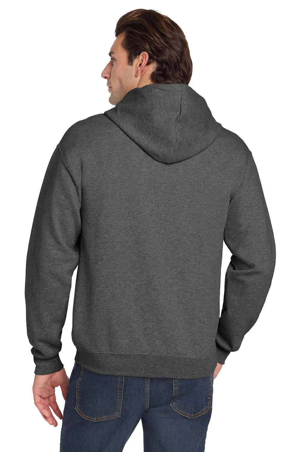 Jerzees Mens NuBlend Pill Resistant Fleece Full Zip Hooded Sweatshirt Hoodie w/ Pockets - Heather Black