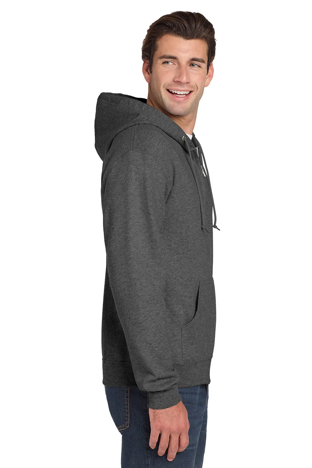 Jerzees Mens NuBlend Pill Resistant Fleece Full Zip Hooded Sweatshirt Hoodie w/ Pockets - Heather Black