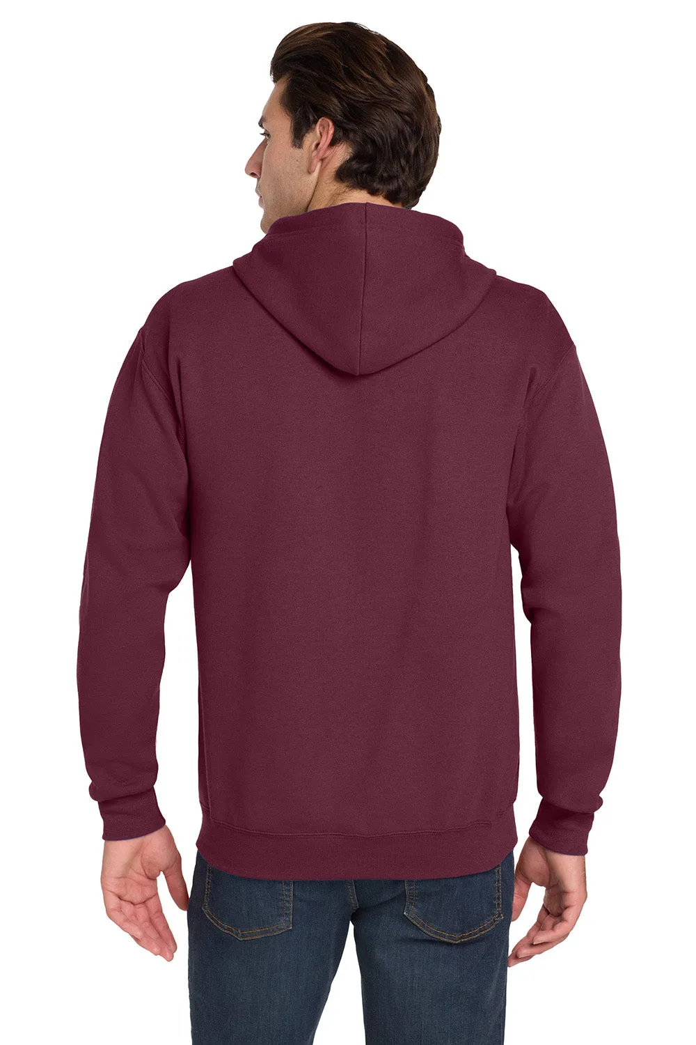 Jerzees Mens NuBlend Pill Resistant Fleece Full Zip Hooded Sweatshirt Hoodie w/ Pockets - Maroon