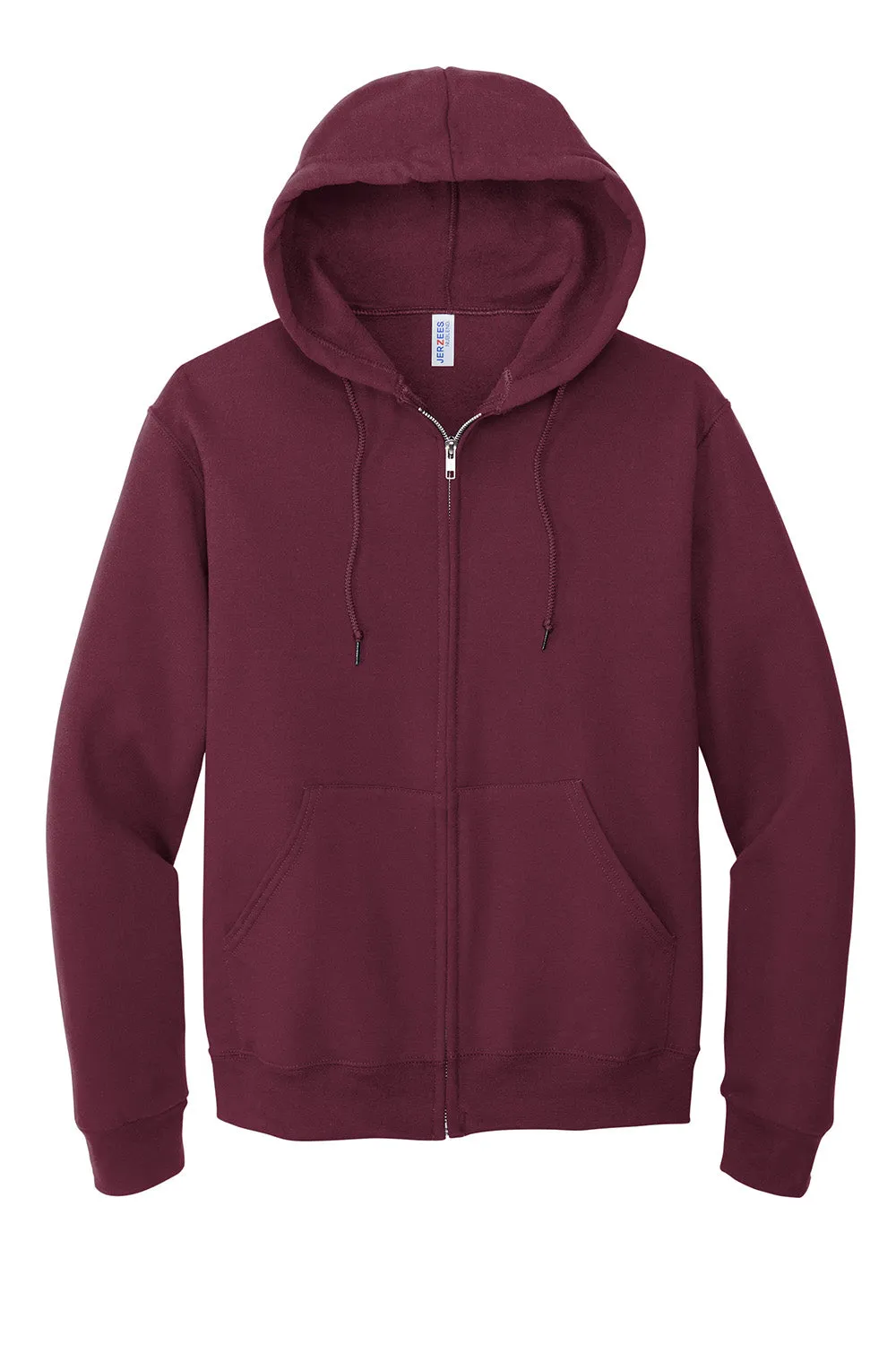 Jerzees Mens NuBlend Pill Resistant Fleece Full Zip Hooded Sweatshirt Hoodie w/ Pockets - Maroon