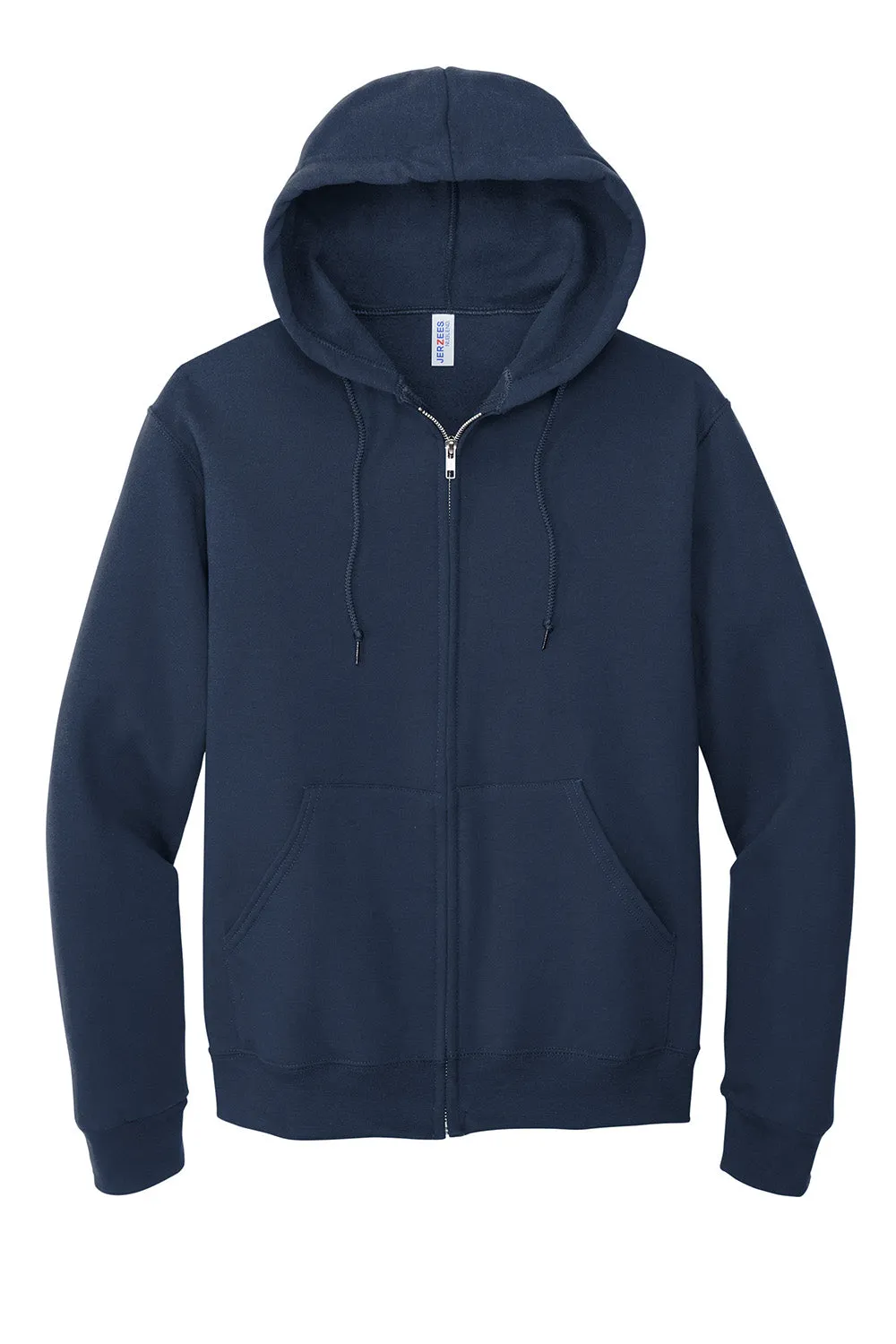 Jerzees Mens NuBlend Pill Resistant Fleece Full Zip Hooded Sweatshirt Hoodie w/ Pockets - Navy Blue