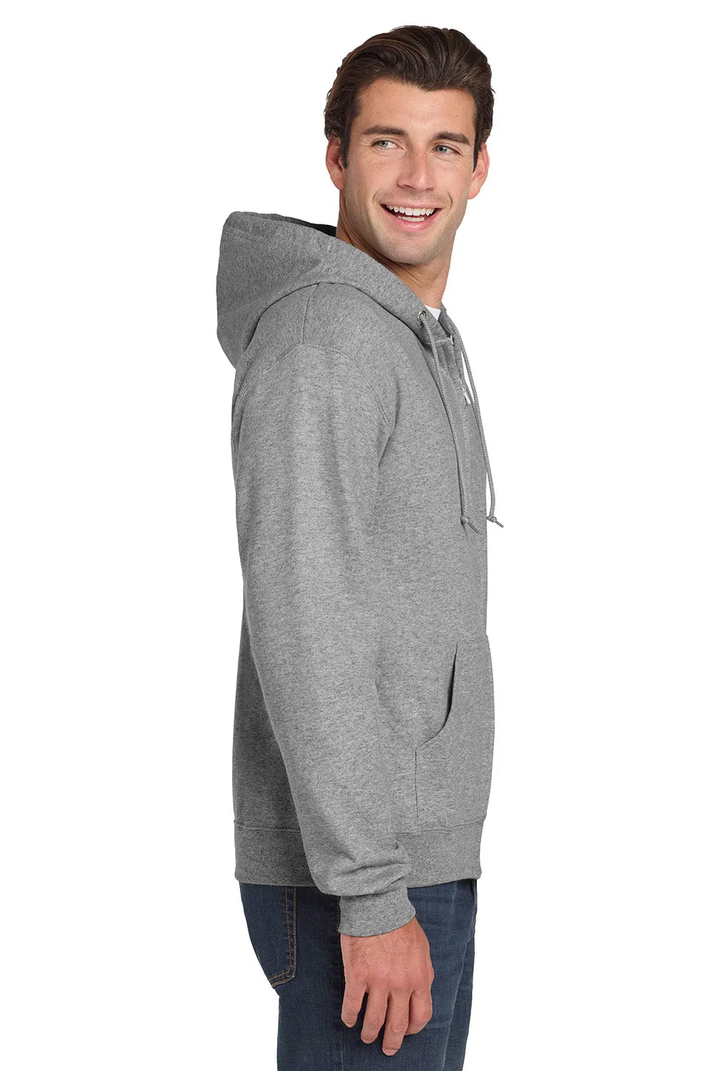 Jerzees Mens NuBlend Pill Resistant Fleece Full Zip Hooded Sweatshirt Hoodie w/ Pockets - Oxford Grey