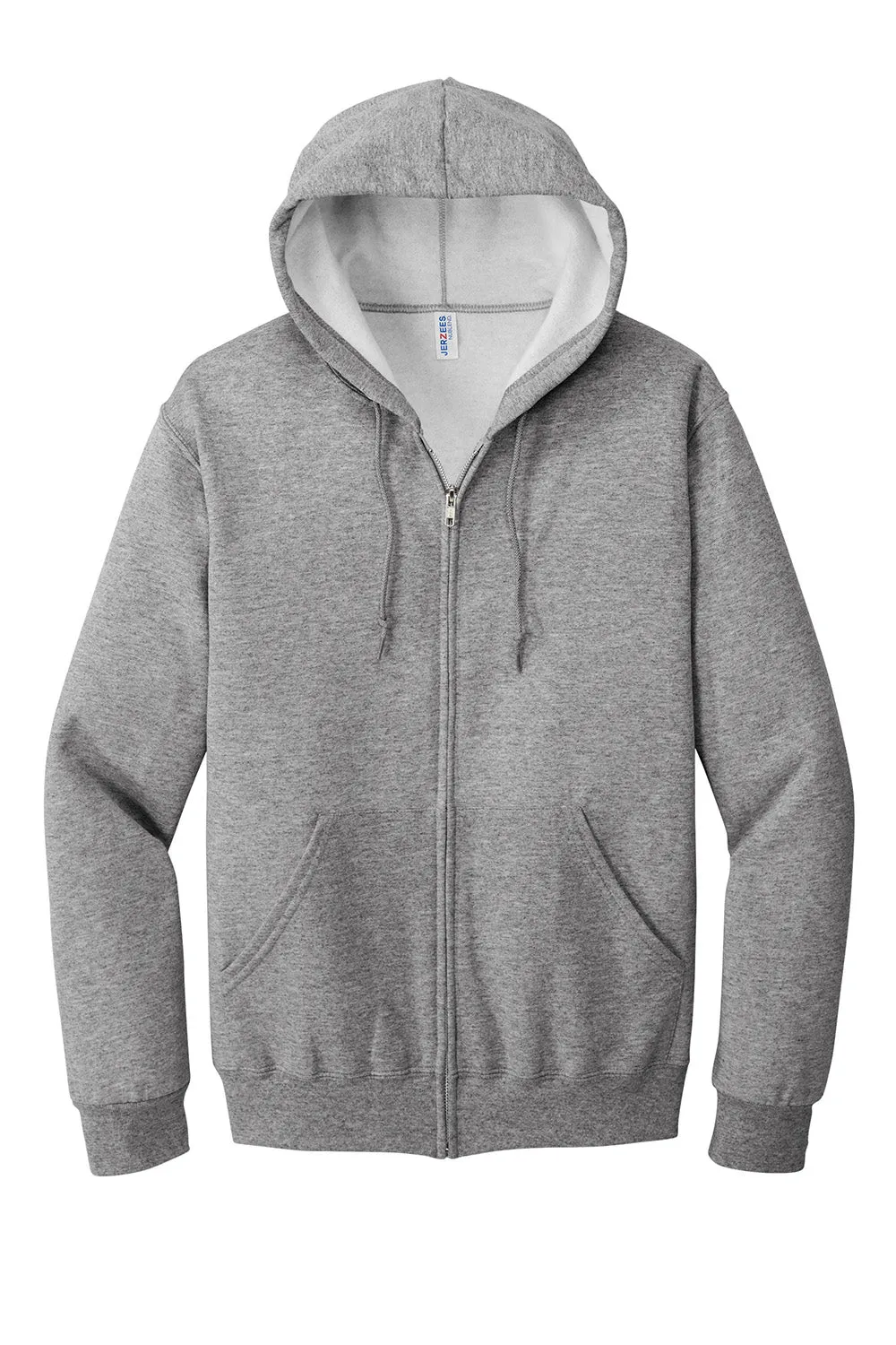 Jerzees Mens NuBlend Pill Resistant Fleece Full Zip Hooded Sweatshirt Hoodie w/ Pockets - Oxford Grey