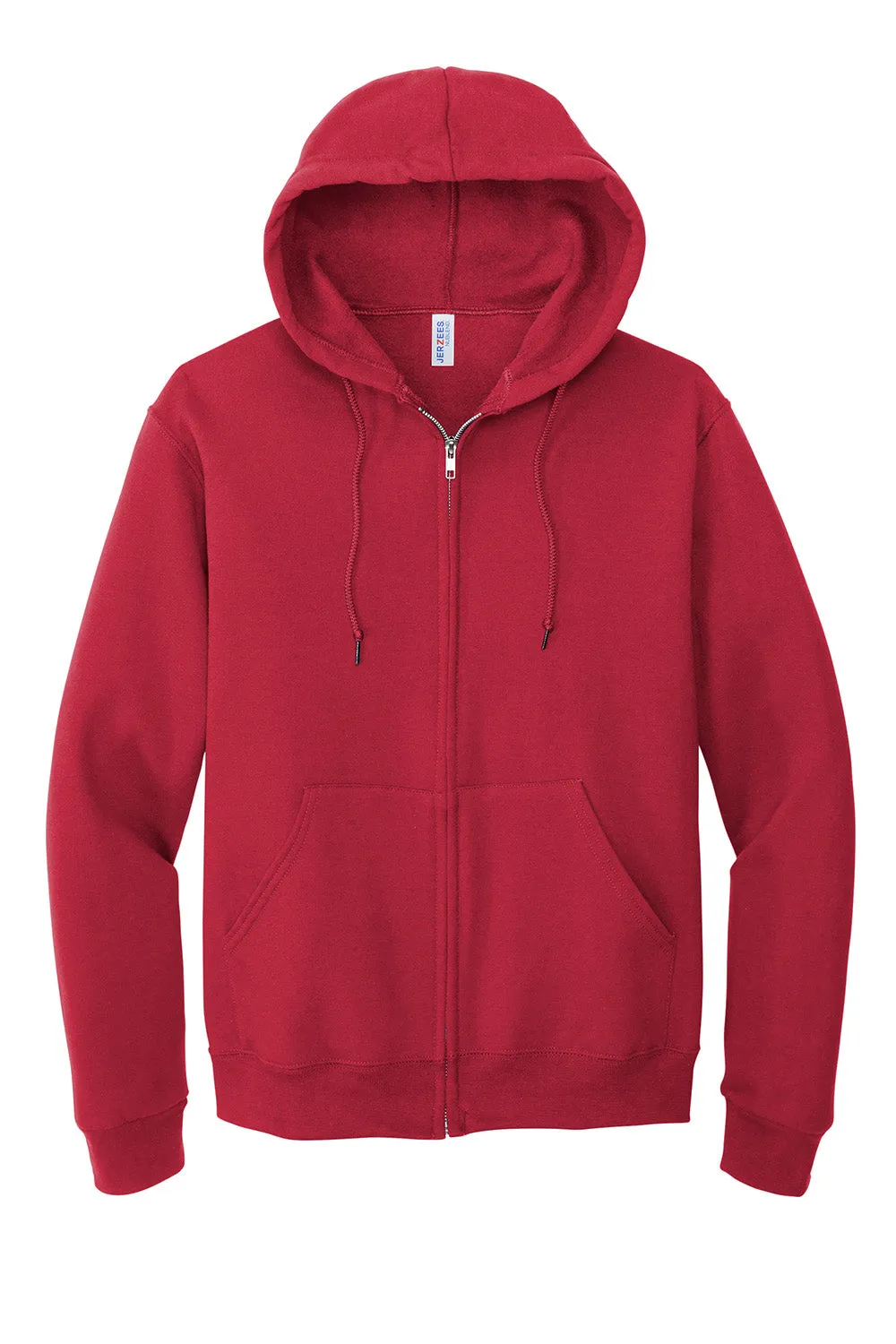 Jerzees Mens NuBlend Pill Resistant Fleece Full Zip Hooded Sweatshirt Hoodie w/ Pockets - True Red