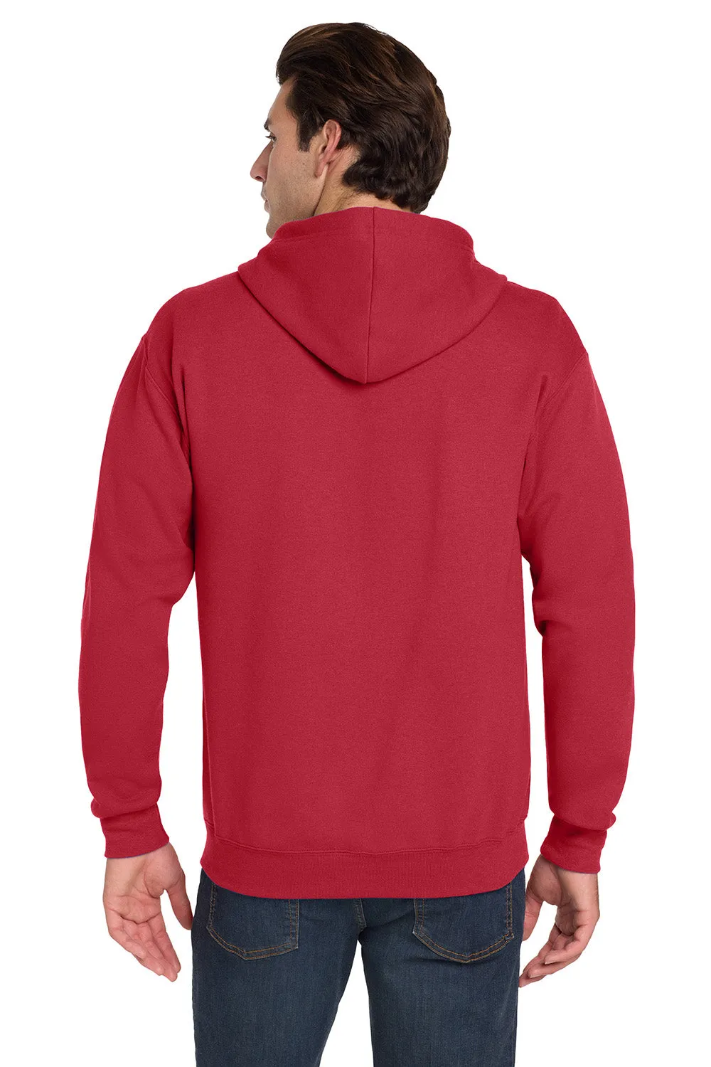 Jerzees Mens NuBlend Pill Resistant Fleece Full Zip Hooded Sweatshirt Hoodie w/ Pockets - True Red
