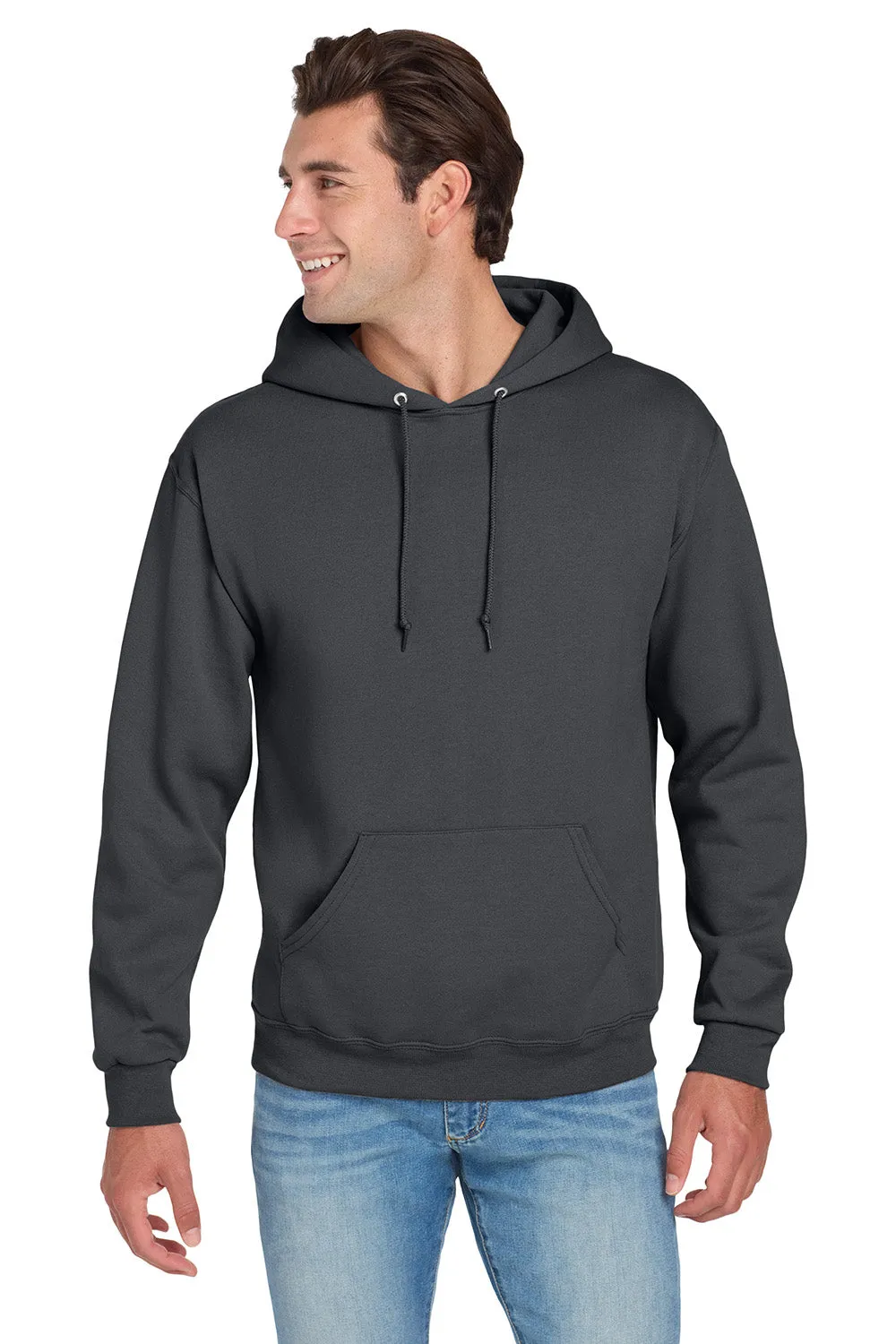 Jerzees Mens NuBlend Pill Resistant Fleece Hooded Sweatshirt Hoodie w/ Pouch Pocket - Charcoal Grey