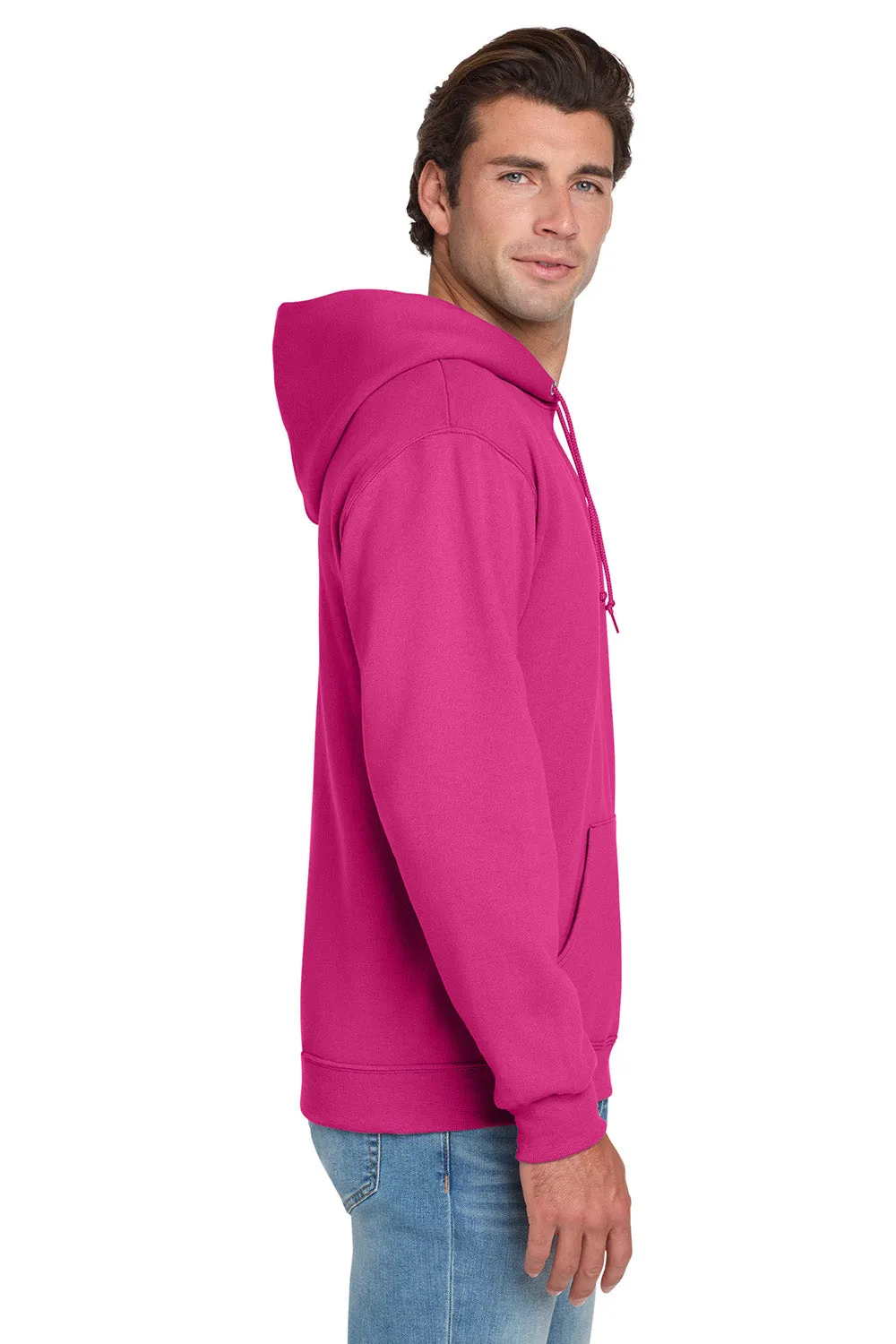 Jerzees Mens NuBlend Pill Resistant Fleece Hooded Sweatshirt Hoodie w/ Pouch Pocket - Cyber Pink