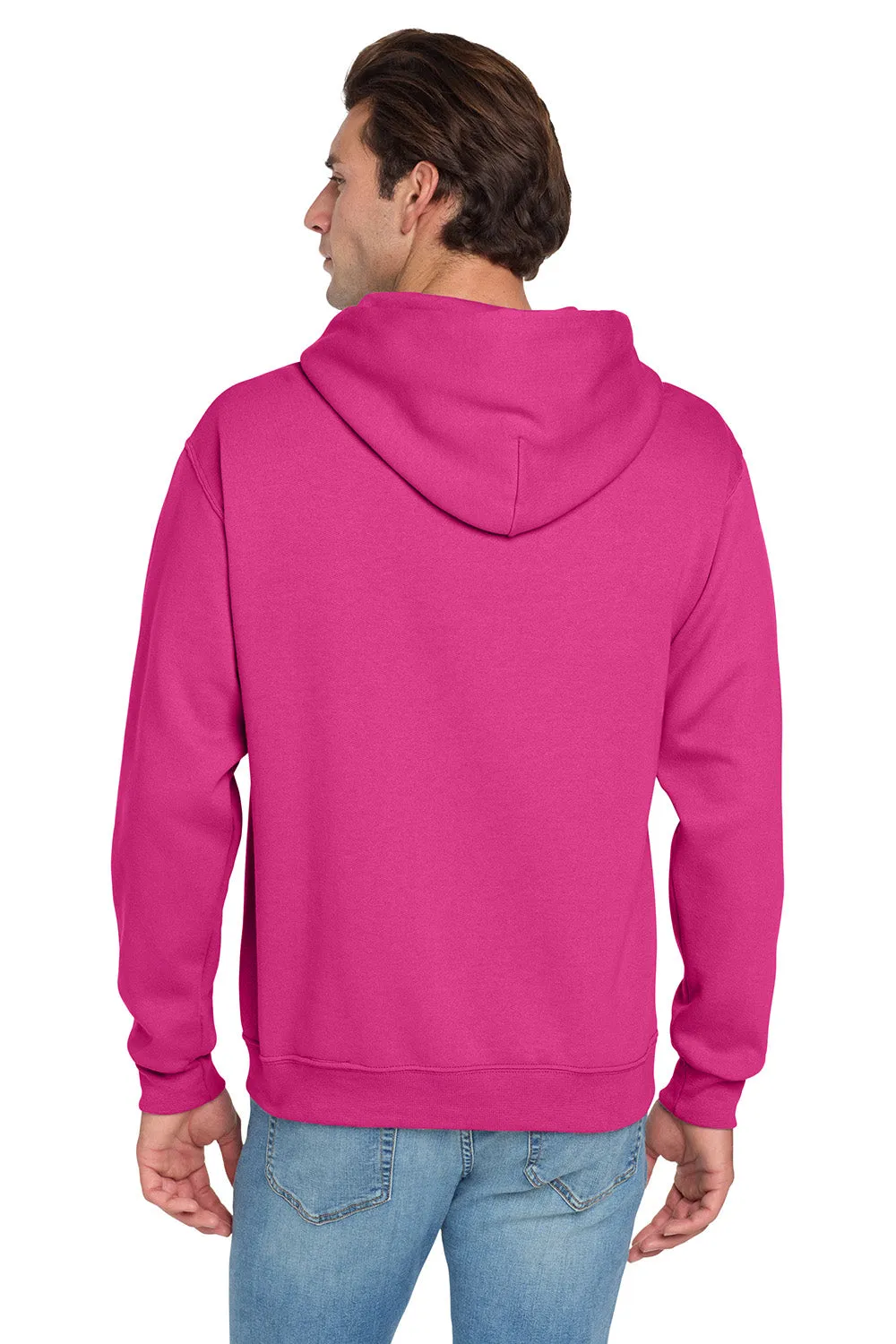 Jerzees Mens NuBlend Pill Resistant Fleece Hooded Sweatshirt Hoodie w/ Pouch Pocket - Cyber Pink