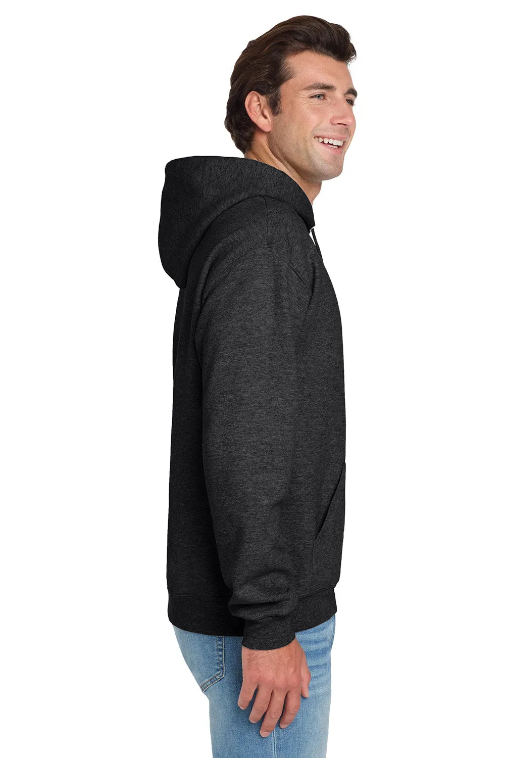 Jerzees Mens NuBlend Pill Resistant Fleece Hooded Sweatshirt Hoodie w/ Pouch Pocket - Heather Black