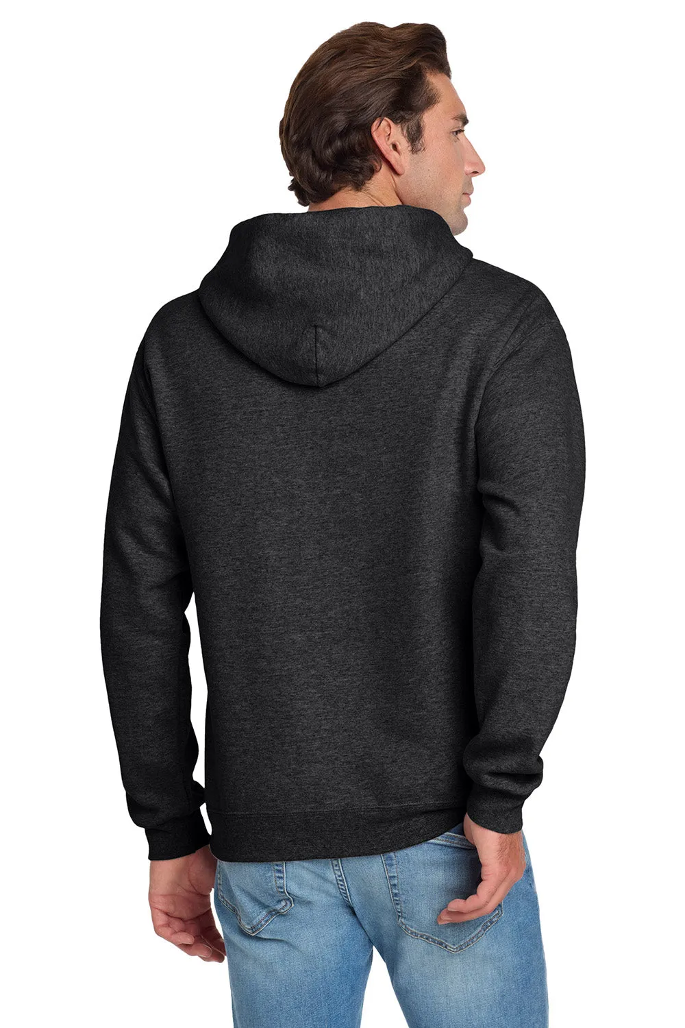 Jerzees Mens NuBlend Pill Resistant Fleece Hooded Sweatshirt Hoodie w/ Pouch Pocket - Heather Black