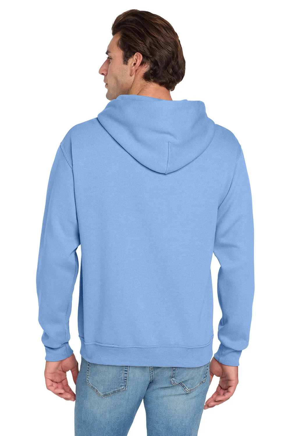 Jerzees Mens NuBlend Pill Resistant Fleece Hooded Sweatshirt Hoodie w/ Pouch Pocket - Light Blue
