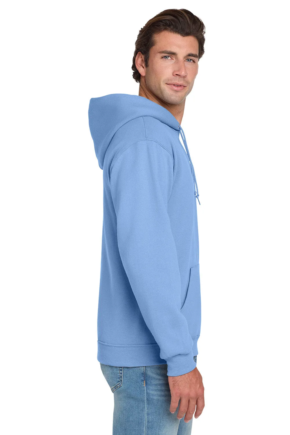 Jerzees Mens NuBlend Pill Resistant Fleece Hooded Sweatshirt Hoodie w/ Pouch Pocket - Light Blue