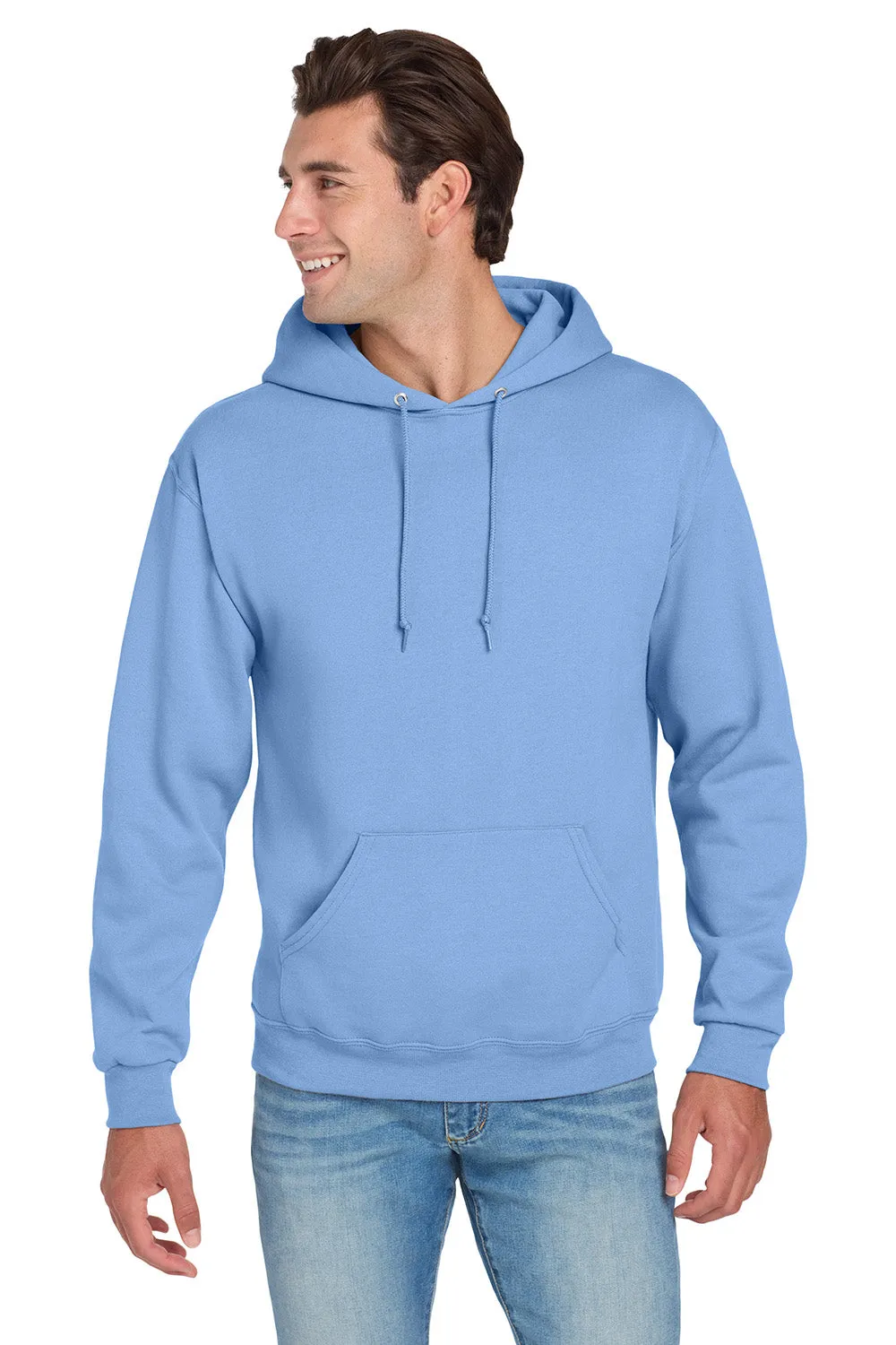 Jerzees Mens NuBlend Pill Resistant Fleece Hooded Sweatshirt Hoodie w/ Pouch Pocket - Light Blue
