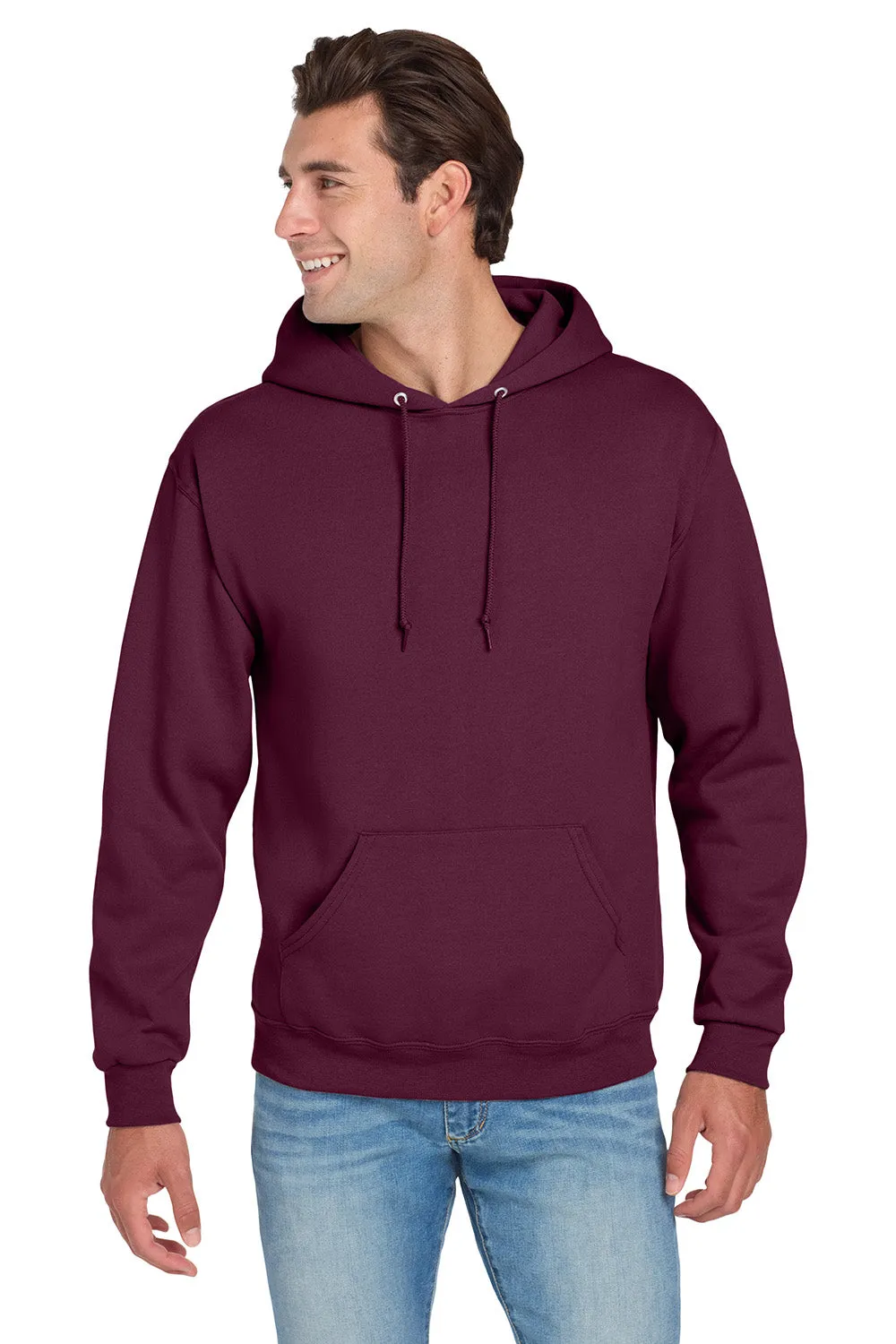 Jerzees Mens NuBlend Pill Resistant Fleece Hooded Sweatshirt Hoodie w/ Pouch Pocket - Maroon