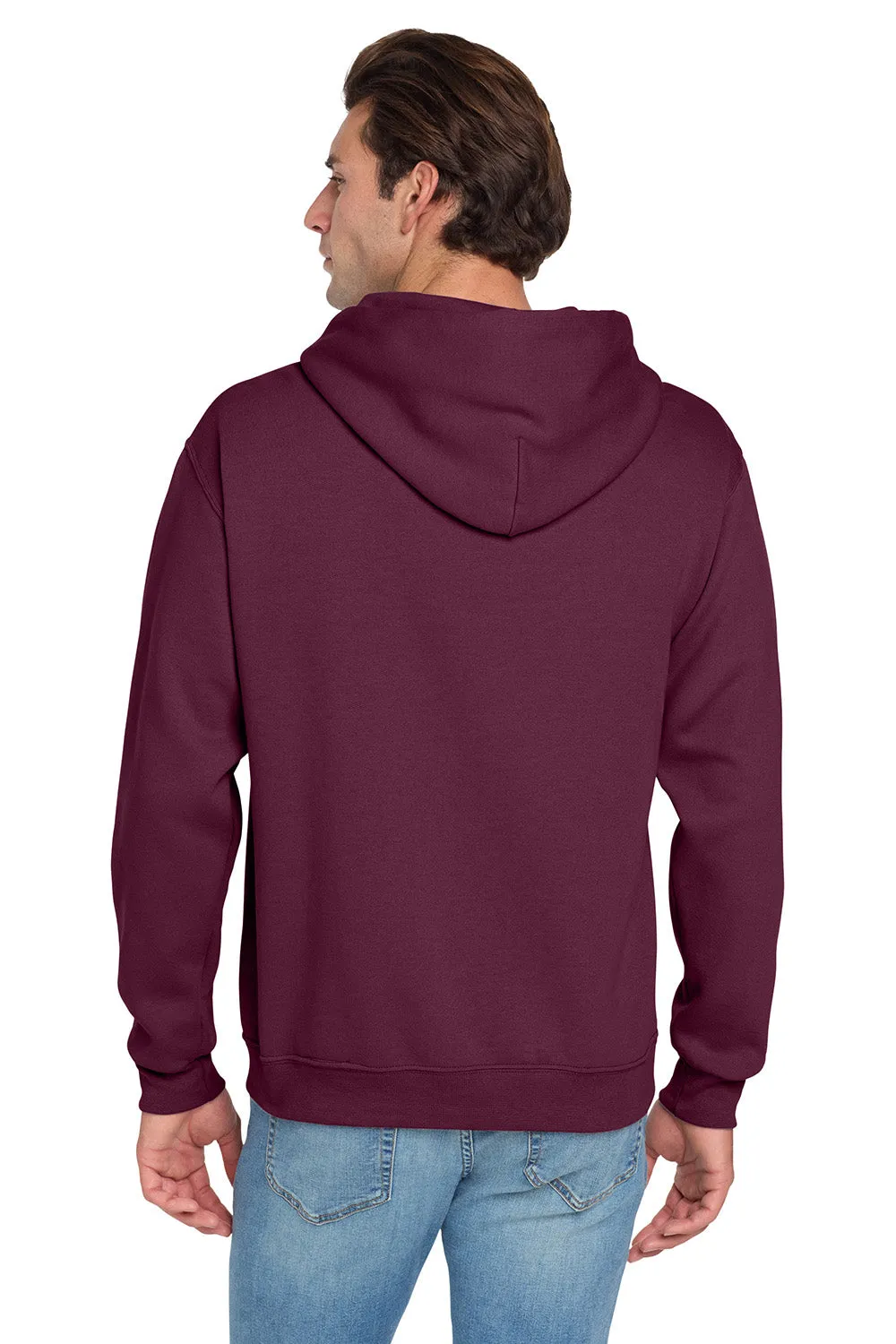 Jerzees Mens NuBlend Pill Resistant Fleece Hooded Sweatshirt Hoodie w/ Pouch Pocket - Maroon