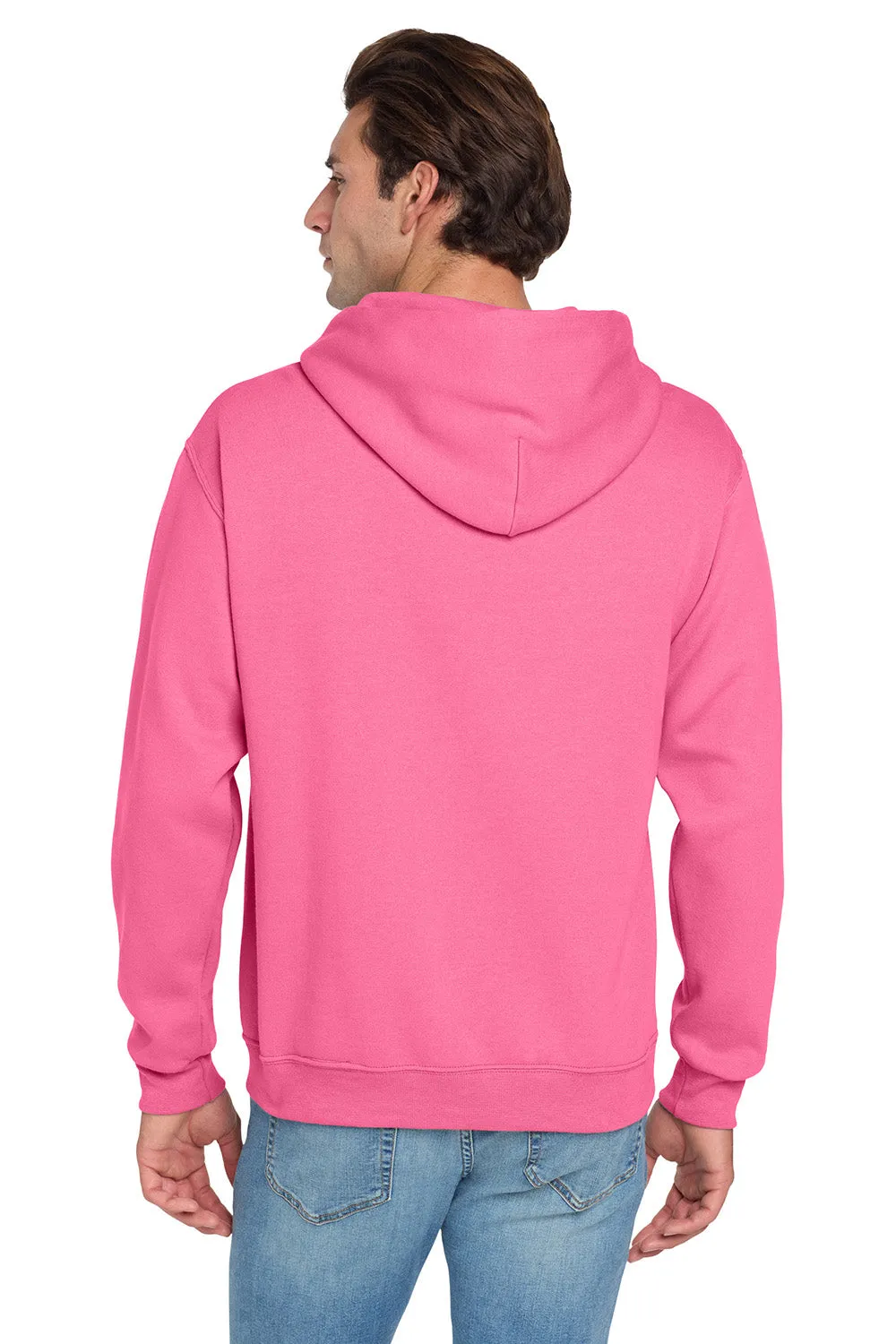 Jerzees Mens NuBlend Pill Resistant Fleece Hooded Sweatshirt Hoodie w/ Pouch Pocket - Neon Pink