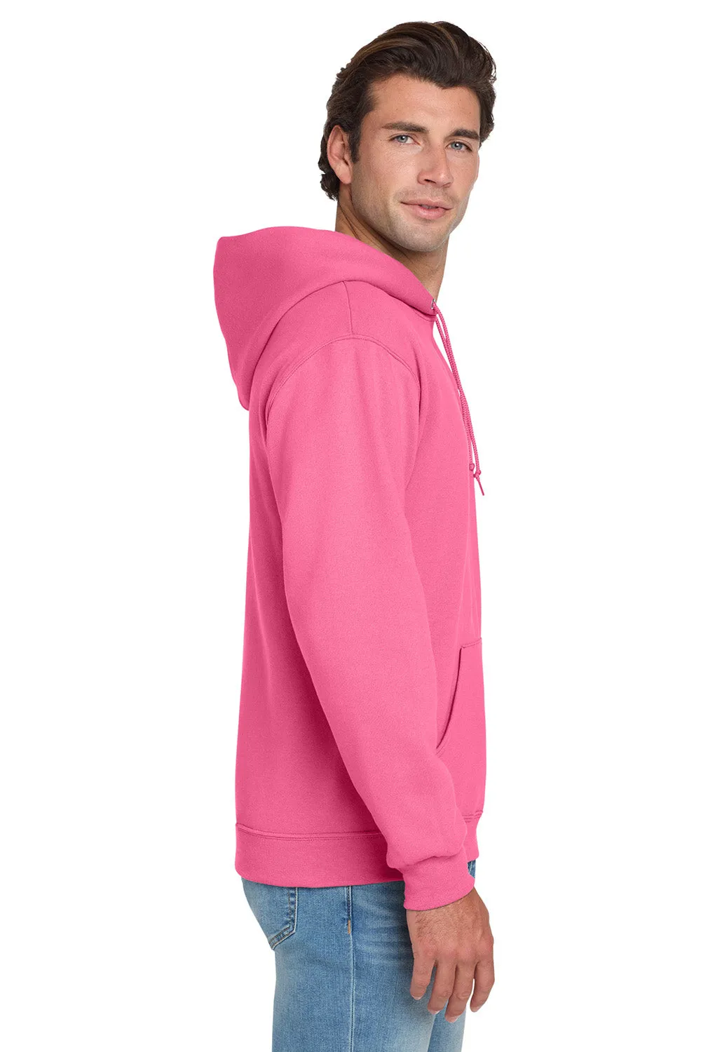 Jerzees Mens NuBlend Pill Resistant Fleece Hooded Sweatshirt Hoodie w/ Pouch Pocket - Neon Pink