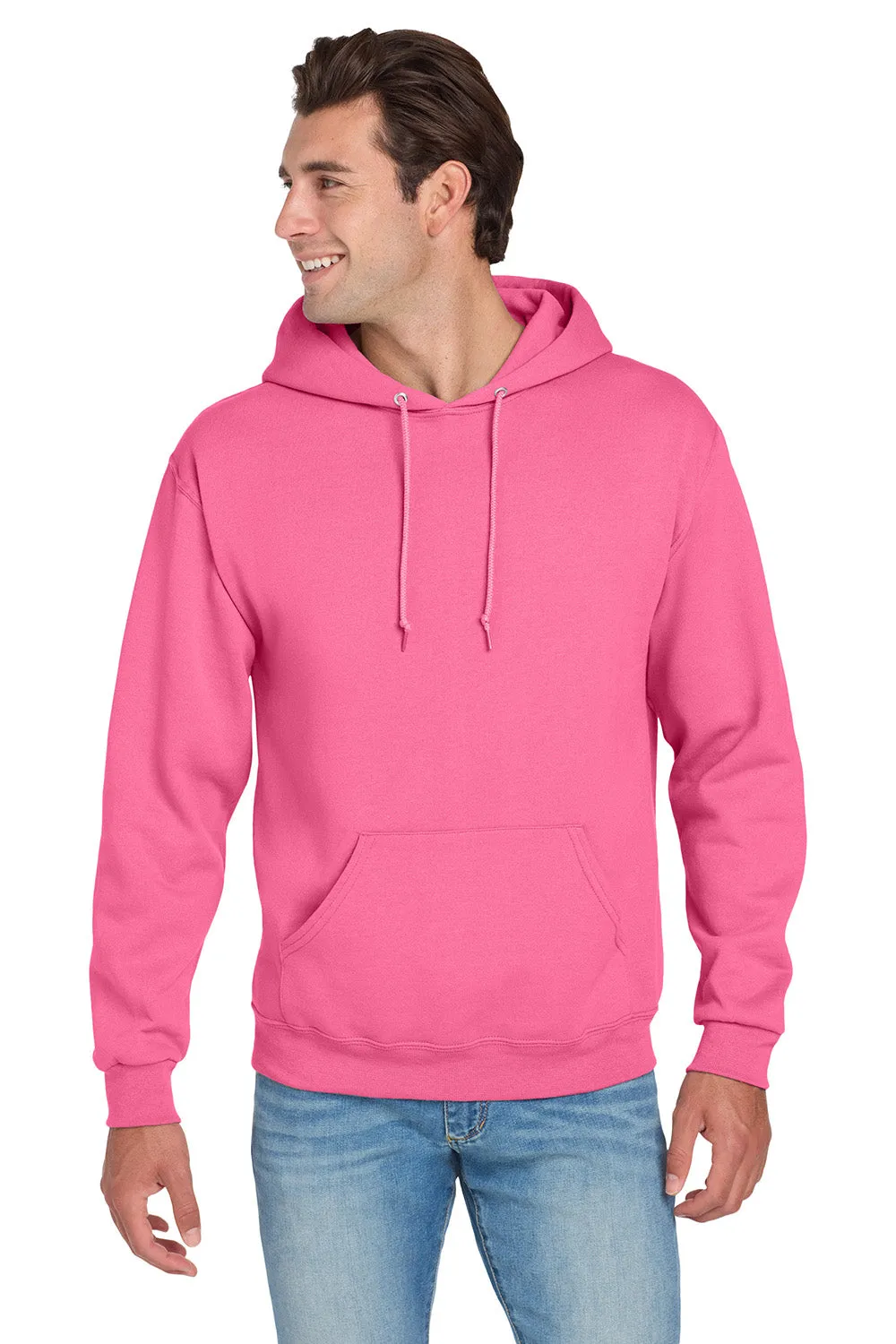 Jerzees Mens NuBlend Pill Resistant Fleece Hooded Sweatshirt Hoodie w/ Pouch Pocket - Neon Pink
