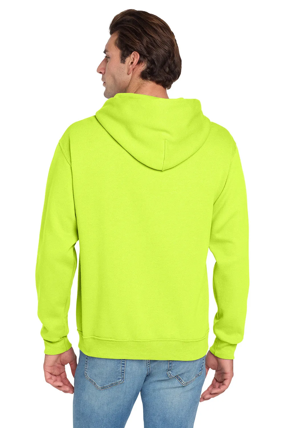 Jerzees Mens NuBlend Pill Resistant Fleece Hooded Sweatshirt Hoodie w/ Pouch Pocket - Safety Green