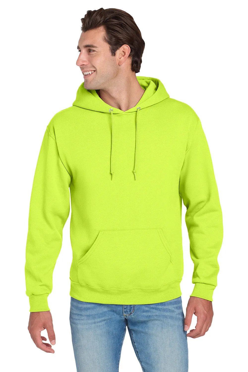 Jerzees Mens NuBlend Pill Resistant Fleece Hooded Sweatshirt Hoodie w/ Pouch Pocket - Safety Green