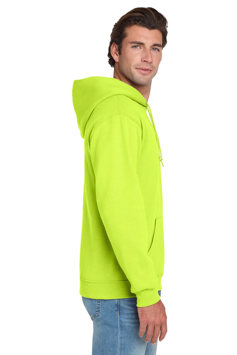 Jerzees Mens NuBlend Pill Resistant Fleece Hooded Sweatshirt Hoodie w/ Pouch Pocket - Safety Green