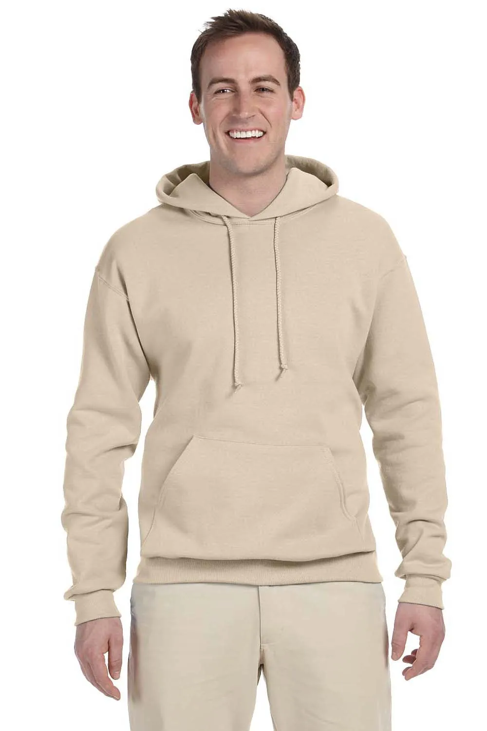 Jerzees Mens NuBlend Pill Resistant Fleece Hooded Sweatshirt Hoodie w/ Pouch Pocket - Sandstone
