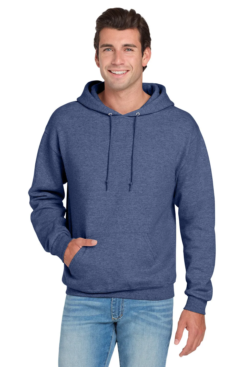 Jerzees Mens NuBlend Pill Resistant Fleece Hooded Sweatshirt Hoodie w/ Pouch Pocket - Vintage Heather Blue
