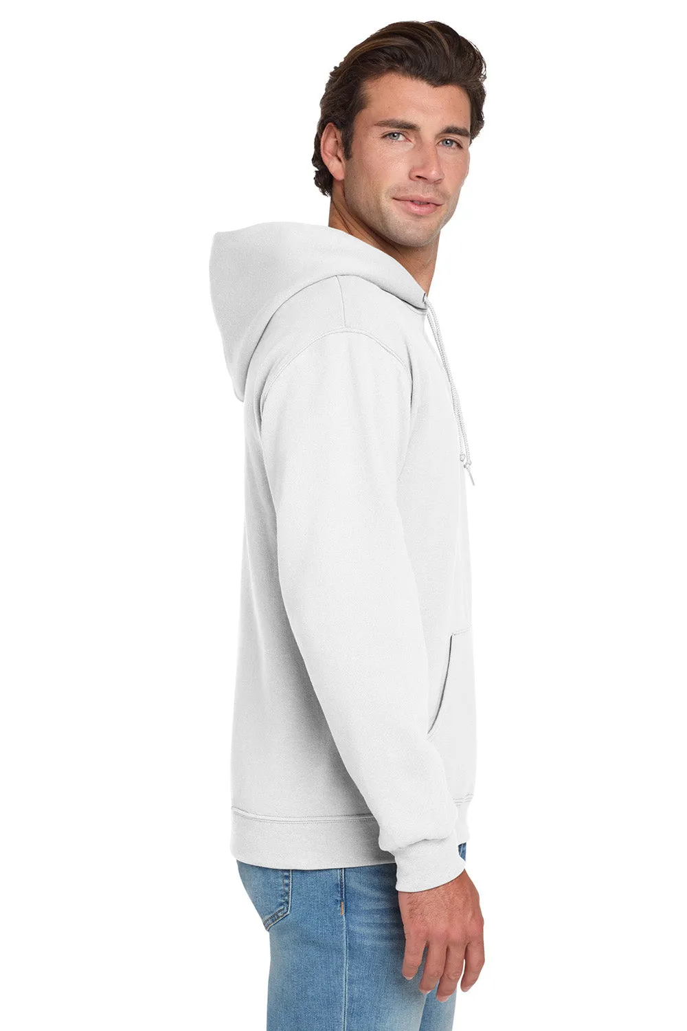 Jerzees Mens NuBlend Pill Resistant Fleece Hooded Sweatshirt Hoodie w/ Pouch Pocket - White