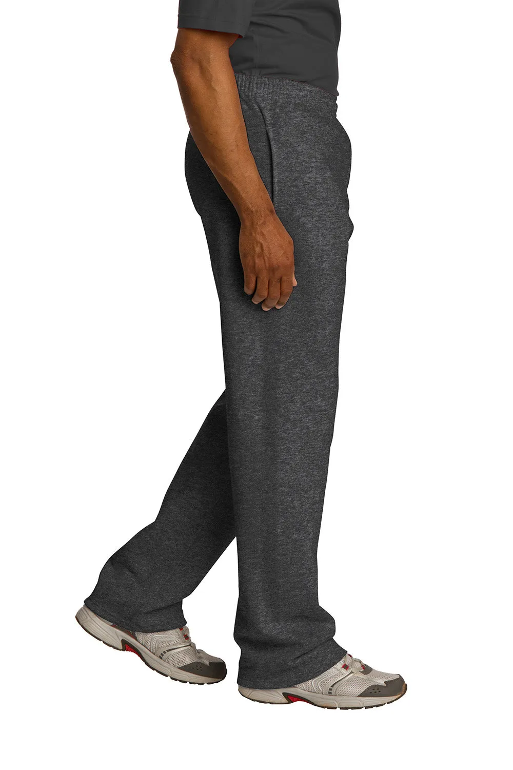 Jerzees Mens NuBlend Pill Resistant Fleece Open Bottom Sweatpants w/ Pockets - Heather Black