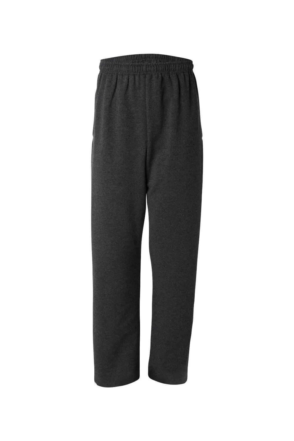 Jerzees Mens NuBlend Pill Resistant Fleece Open Bottom Sweatpants w/ Pockets - Heather Black