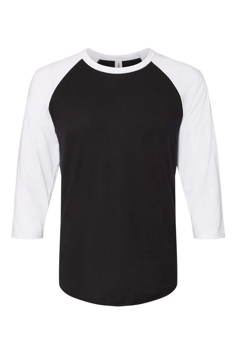 Jerzees Mens Premium Blend Baseball Moisture Wicking 3/4 Sleeve Crewneck T-Shirt - Black/White