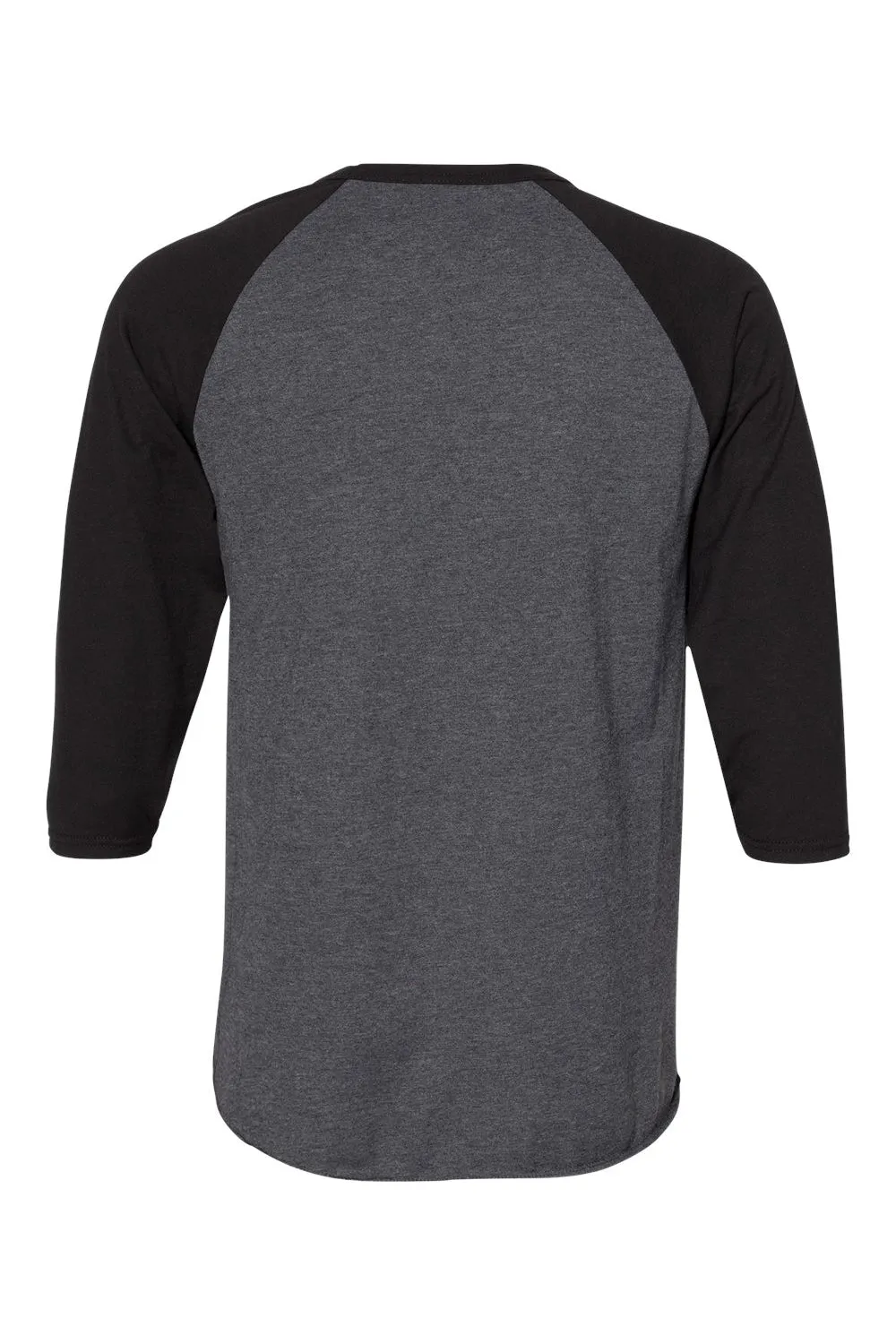 Jerzees Mens Premium Blend Baseball Moisture Wicking 3/4 Sleeve Crewneck T-Shirt - Heather Black/Black