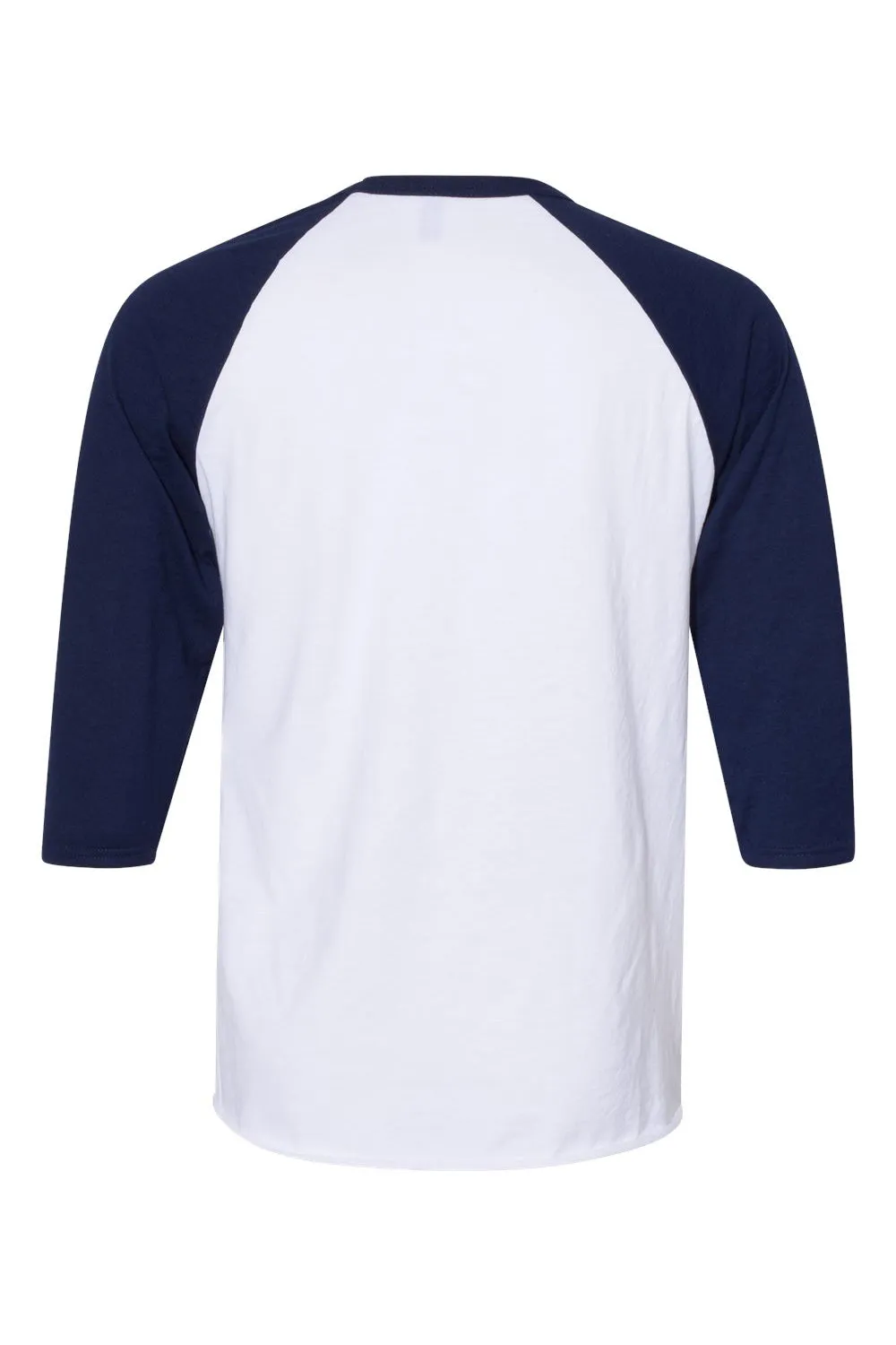 Jerzees Mens Premium Blend Baseball Moisture Wicking 3/4 Sleeve Crewneck T-Shirt - White/Navy Blue