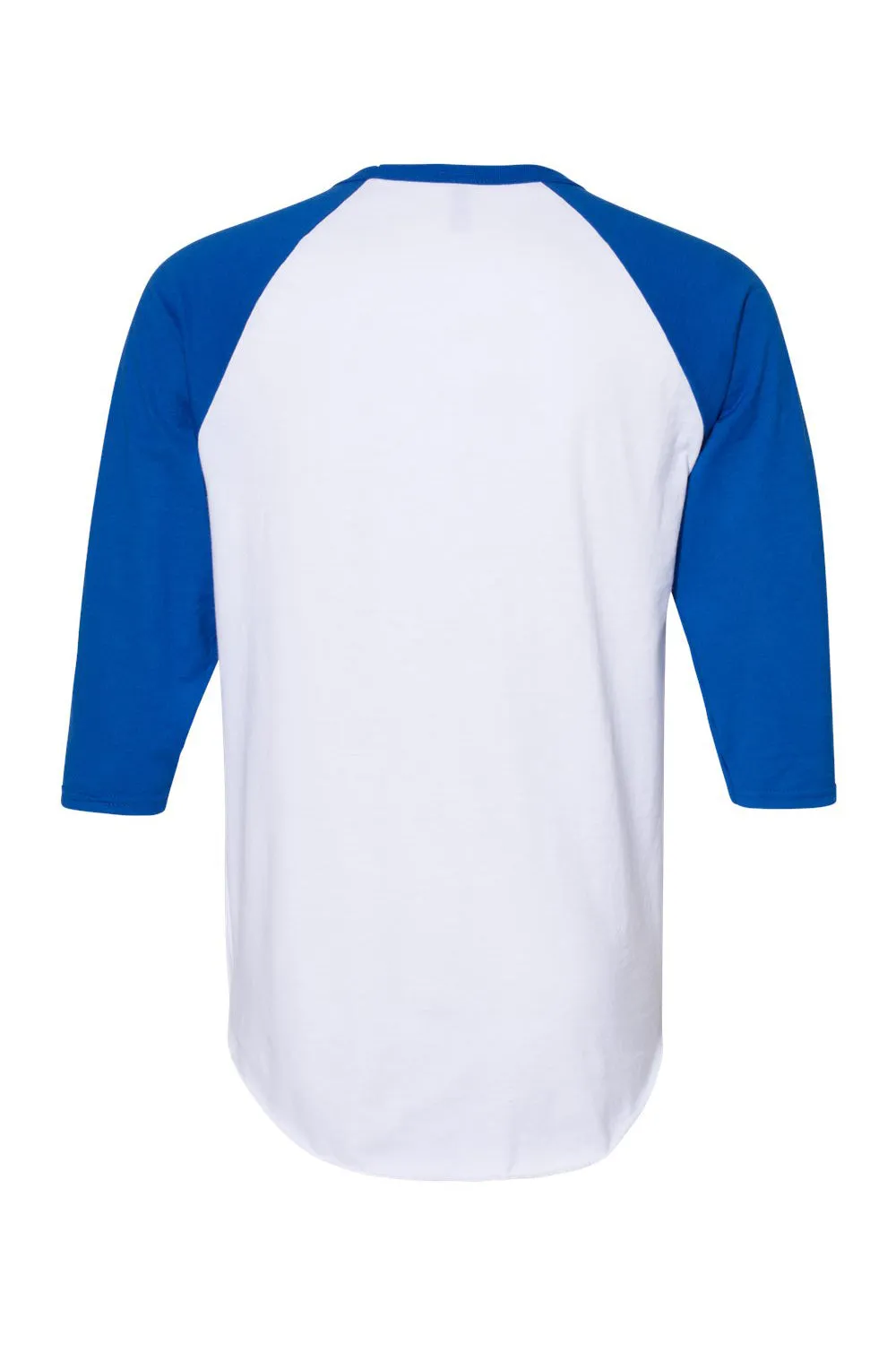 Jerzees Mens Premium Blend Baseball Moisture Wicking 3/4 Sleeve Crewneck T-Shirt - White/Royal Blue - Closeout