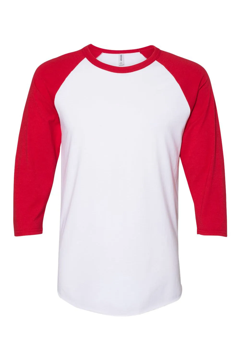Jerzees Mens Premium Blend Baseball Moisture Wicking 3/4 Sleeve Crewneck T-Shirt - White/True Red