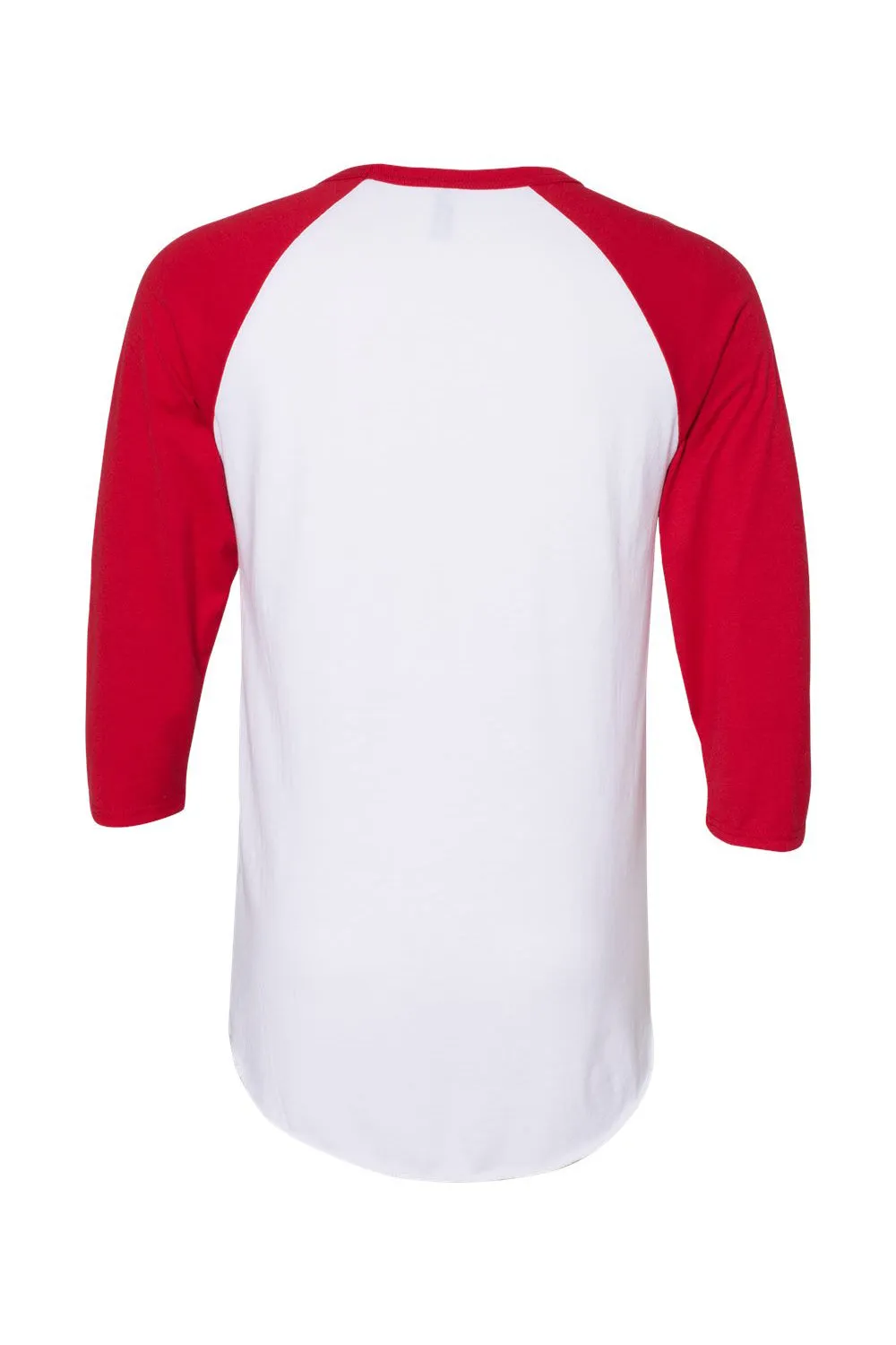 Jerzees Mens Premium Blend Baseball Moisture Wicking 3/4 Sleeve Crewneck T-Shirt - White/True Red