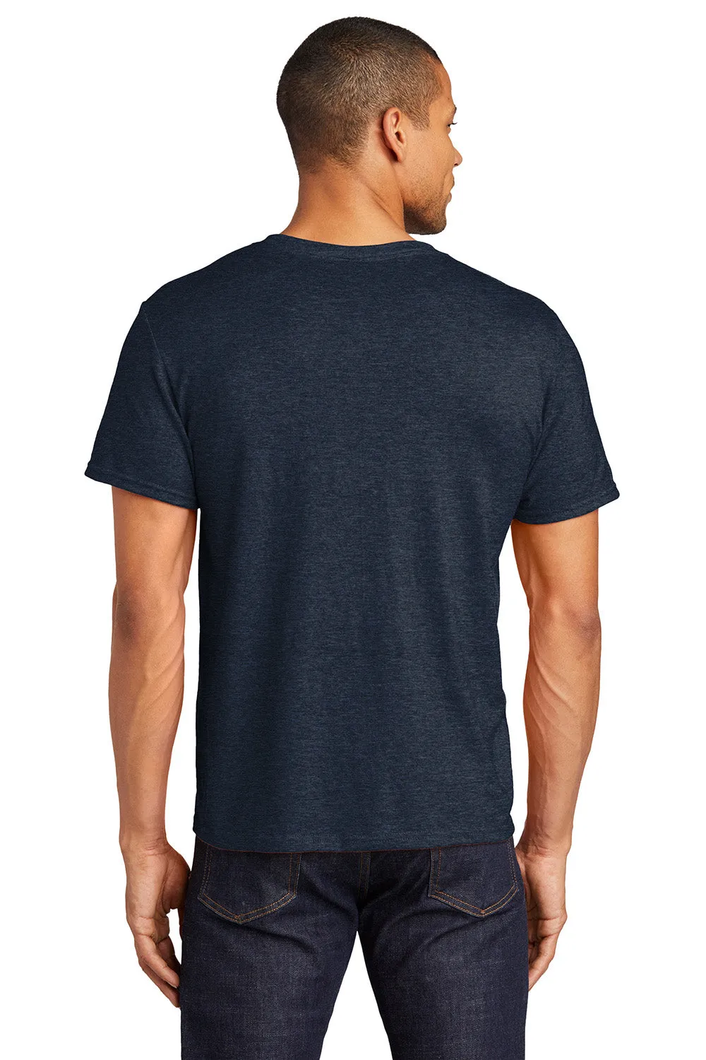 Jerzees Mens Premium Blend Moisture Wicking Short Sleeve Crewneck T-Shirt - Heather Indigo Blue