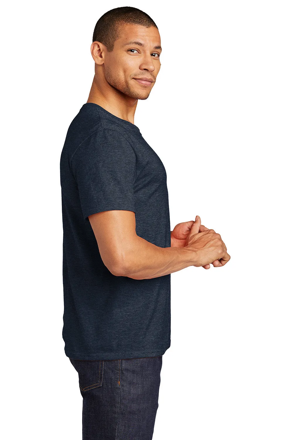 Jerzees Mens Premium Blend Moisture Wicking Short Sleeve Crewneck T-Shirt - Heather Indigo Blue