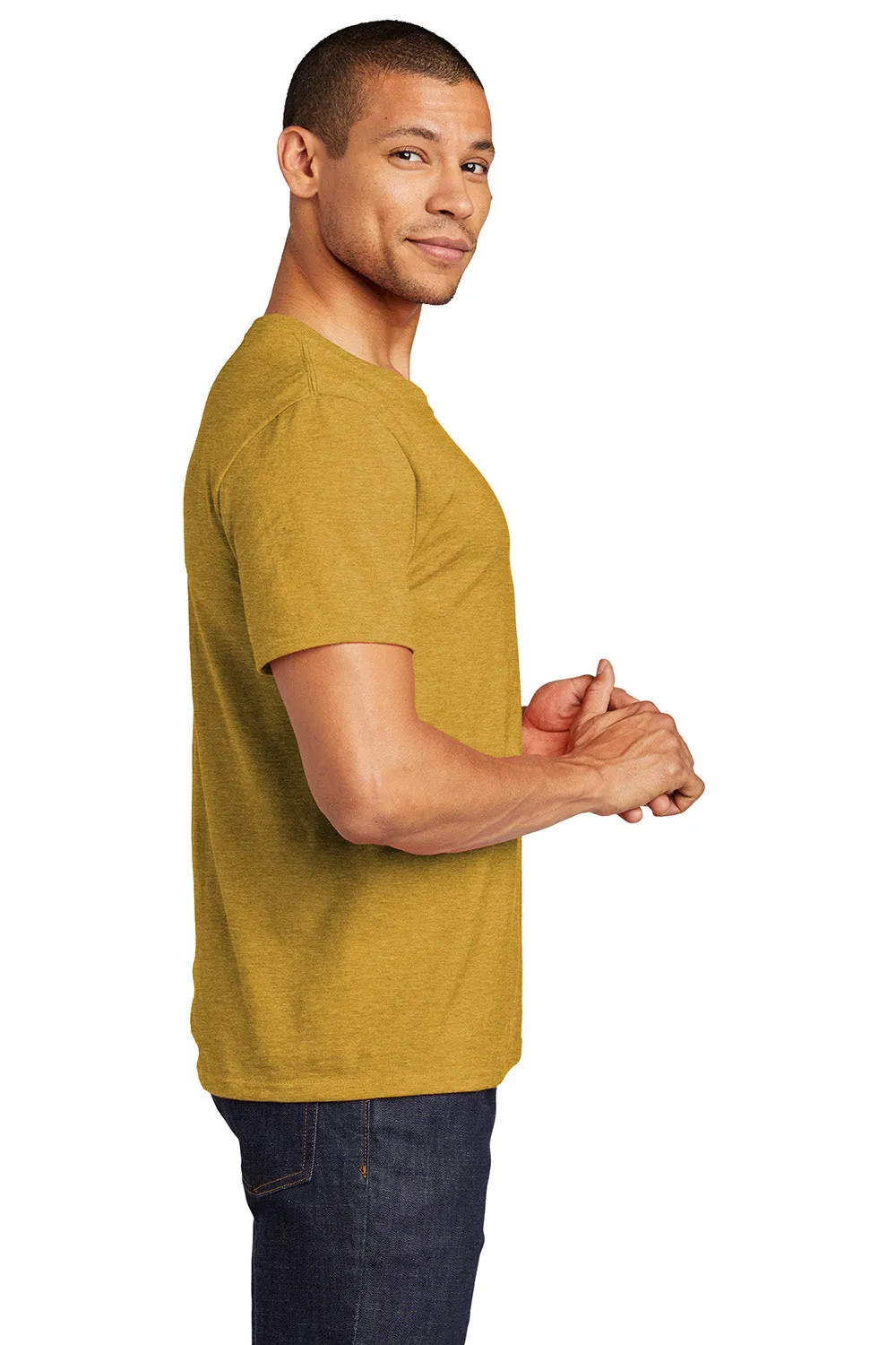 Jerzees Mens Premium Blend Moisture Wicking Short Sleeve Crewneck T-Shirt - Heather Mustard Yellow