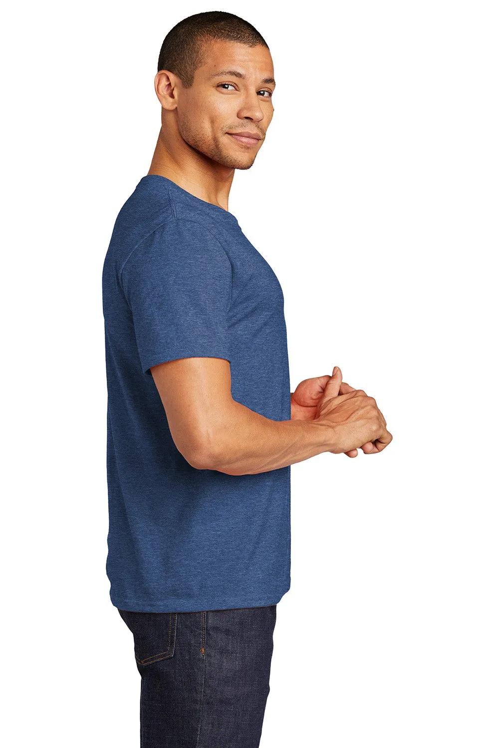 Jerzees Mens Premium Blend Moisture Wicking Short Sleeve Crewneck T-Shirt - Heather Retro Royal Blue