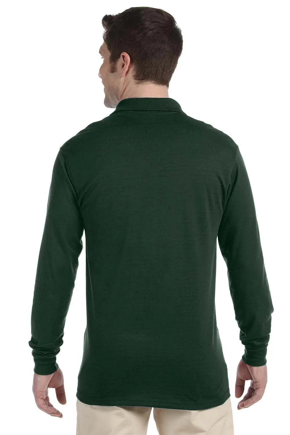 Jerzees Mens SpotShield Stain Resistant Long Sleeve Polo Shirt - Forest Green