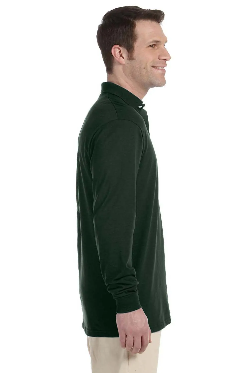 Jerzees Mens SpotShield Stain Resistant Long Sleeve Polo Shirt - Forest Green