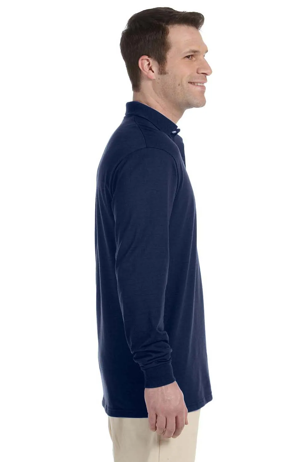 Jerzees Mens SpotShield Stain Resistant Long Sleeve Polo Shirt - Navy Blue