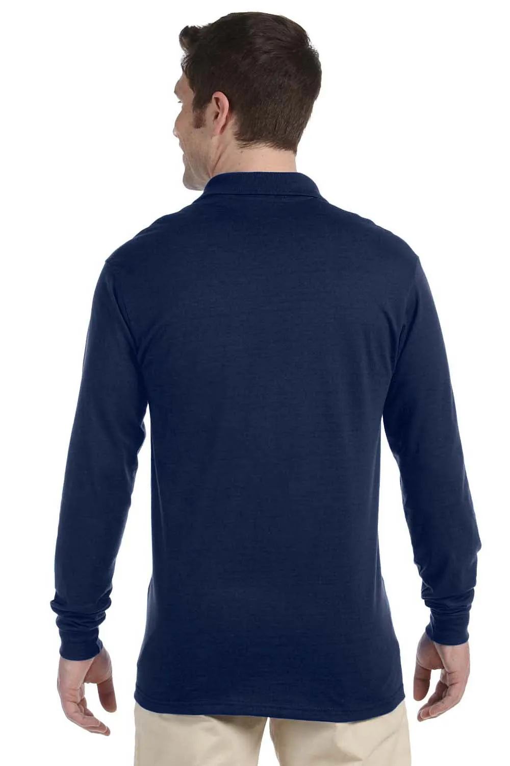 Jerzees Mens SpotShield Stain Resistant Long Sleeve Polo Shirt - Navy Blue