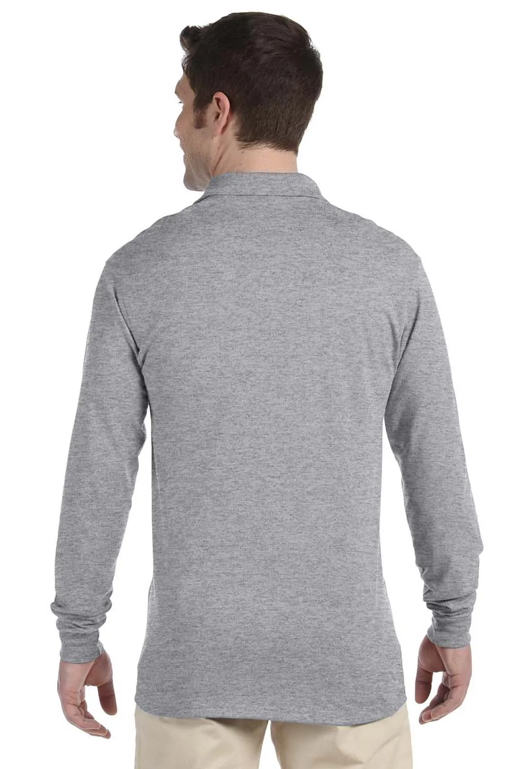 Jerzees Mens SpotShield Stain Resistant Long Sleeve Polo Shirt - Oxford Grey