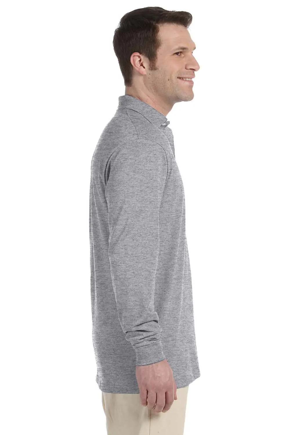 Jerzees Mens SpotShield Stain Resistant Long Sleeve Polo Shirt - Oxford Grey