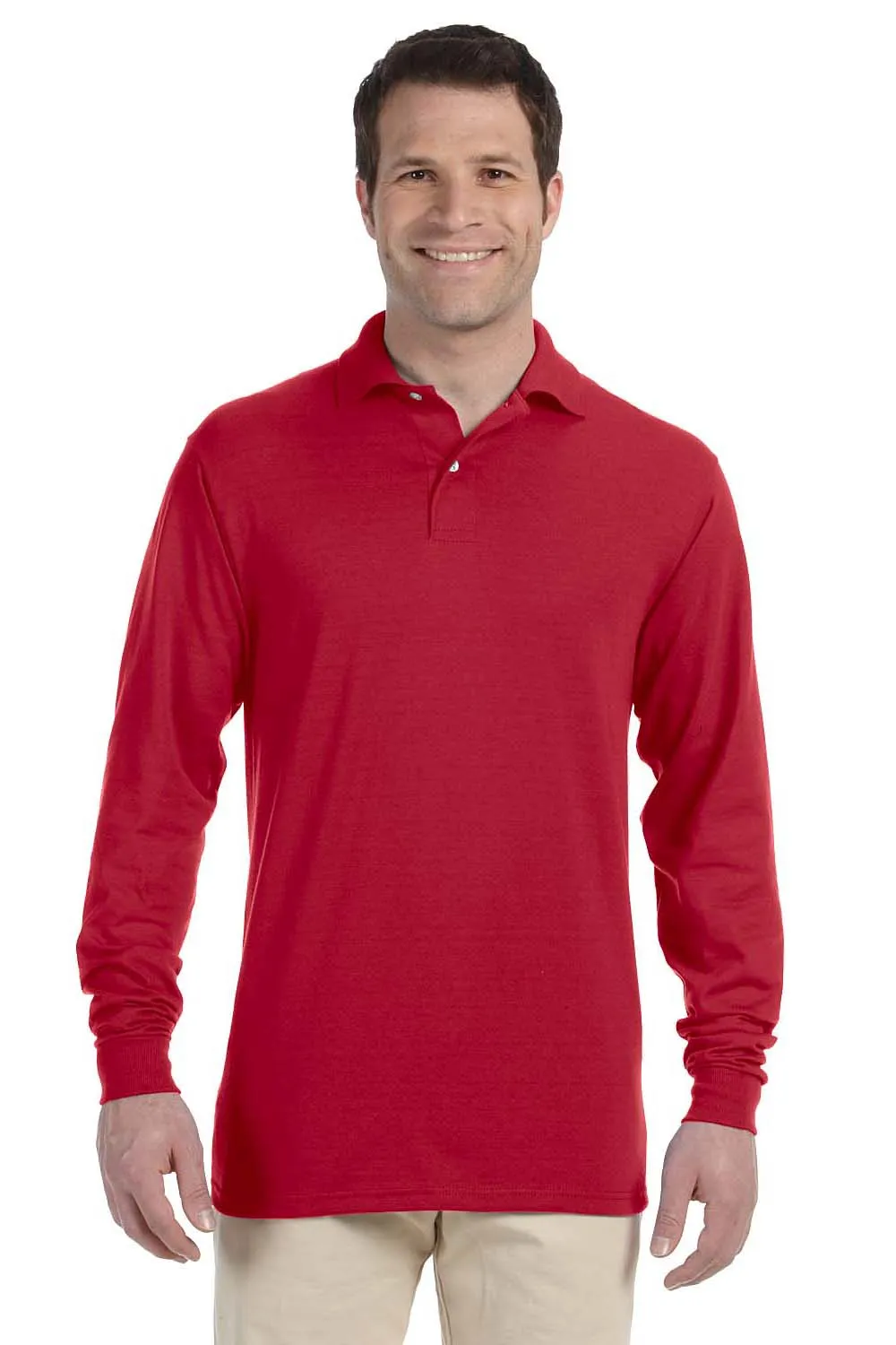 Jerzees Mens SpotShield Stain Resistant Long Sleeve Polo Shirt - True Red