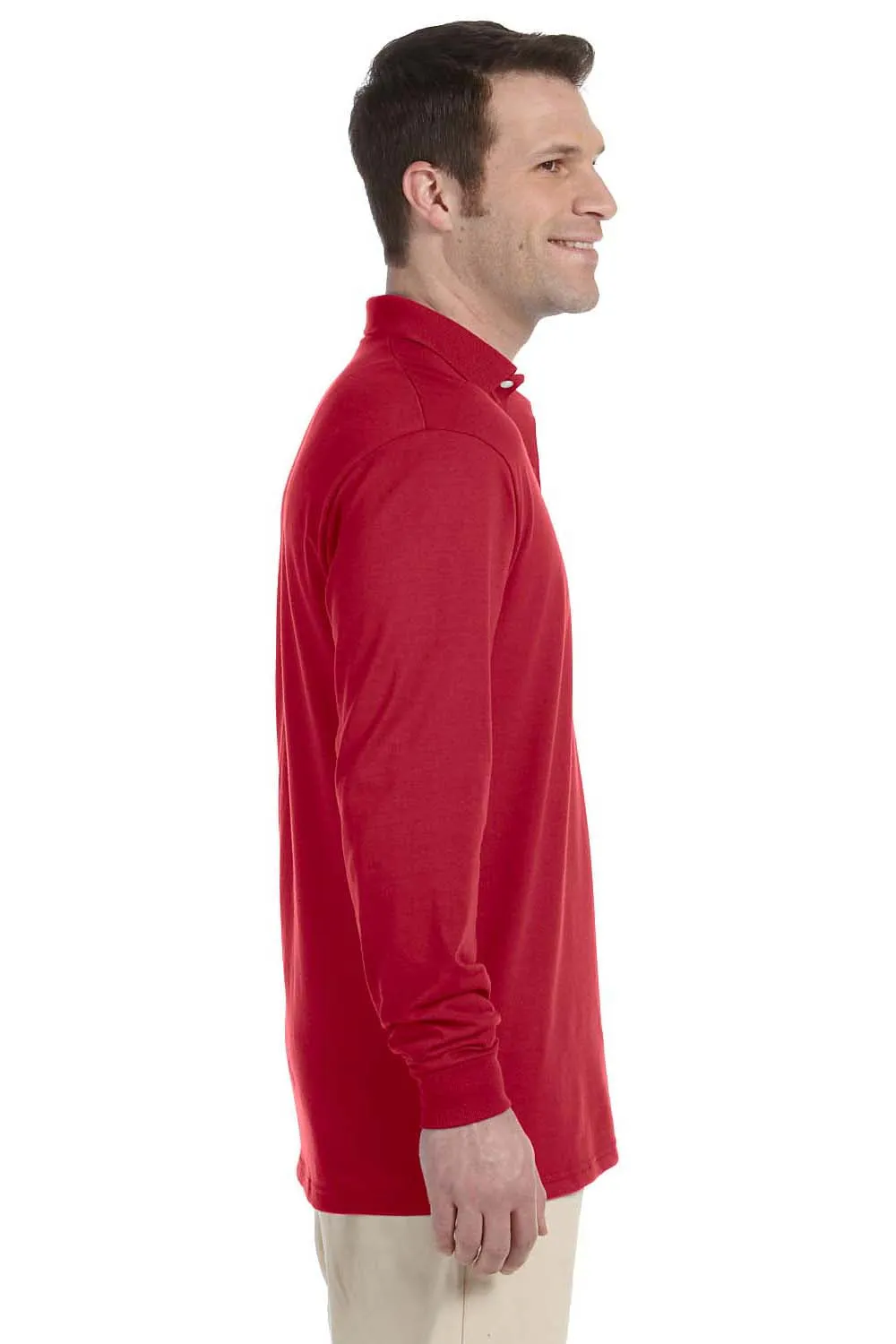 Jerzees Mens SpotShield Stain Resistant Long Sleeve Polo Shirt - True Red